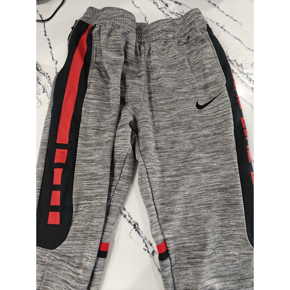 Nike Elite Youth XL Pants Grey Red  Sweatpants Athletic Fit Taper Jogger
